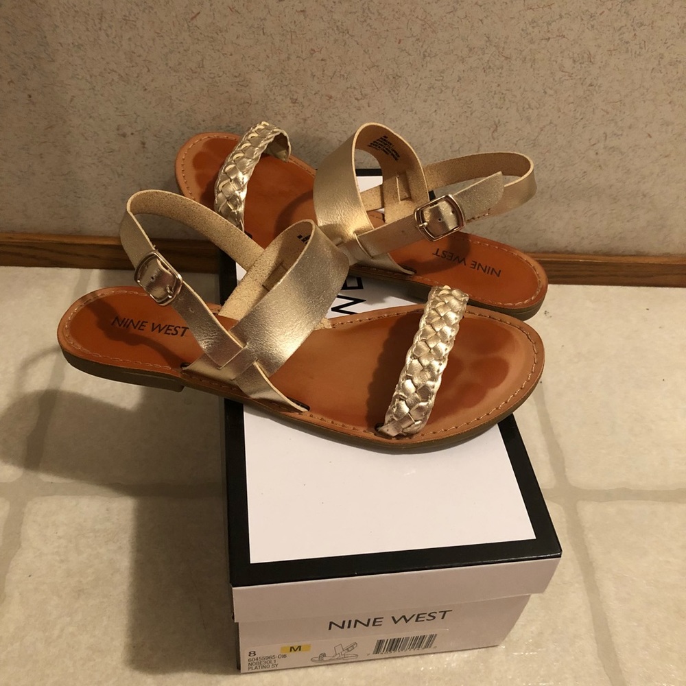 Gold Nine West Sandals